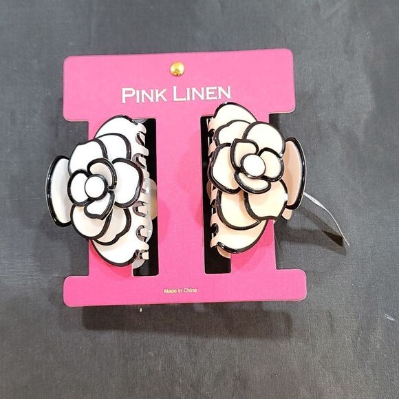 BRAND NEW PINK LINEN HAIR CLAW CLIP CLAMP FOR WOMEN FRENCH STYLE HEAD ACCESSORY - Picture 5 of 16